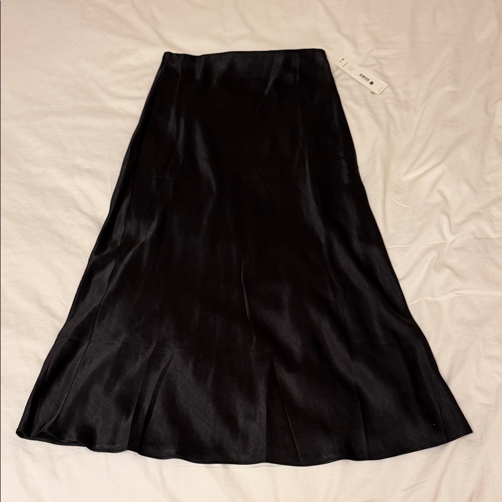 Black Satin A-Line Skirt